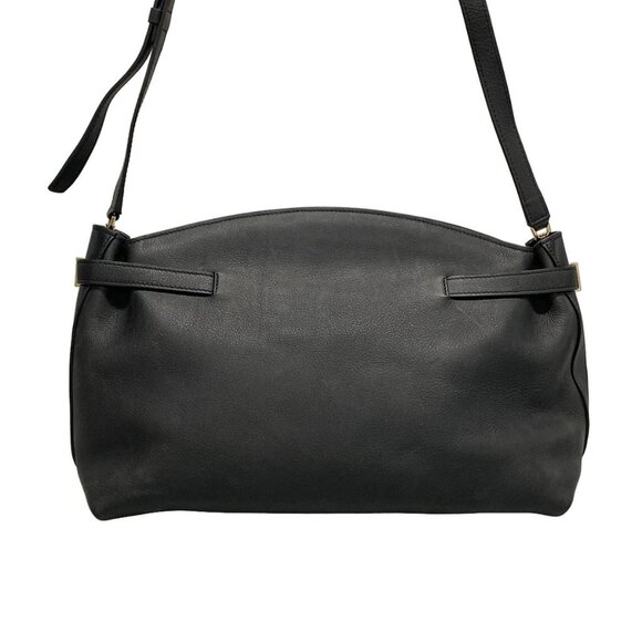 Auth Salvatore Ferragamo Gancini Black Leather Shoulder Bag - Picture 2 of 16